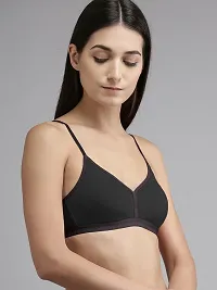 Stylish Black Cotton Solid Bras For Women-thumb1