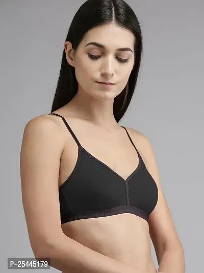 Stylish Black Cotton Solid Bras For Women-thumb2