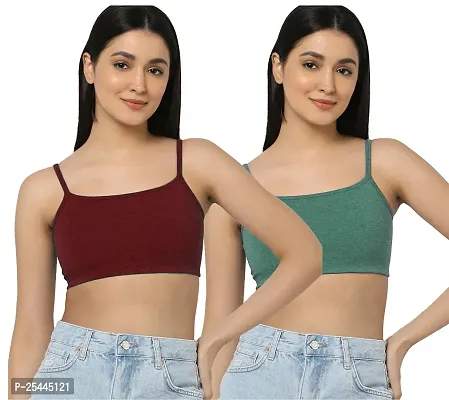 Stylish Multicoloured Cotton Solid Bras For Women Pack Of 2