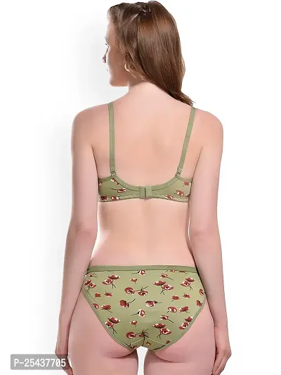 Stylish Cotton Green Bra And Panty Set For Women-thumb4