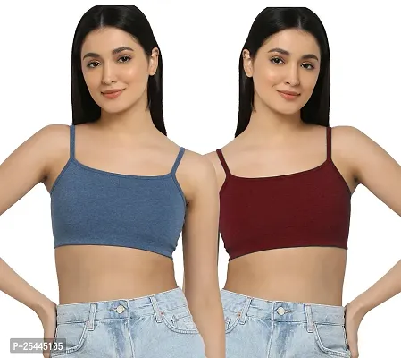 Stylish Multicoloured Cotton Solid Bras For Women Pack Of 2-thumb0