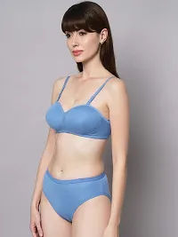 Stylish Cotton Blue Bra And Panty Set For Women-thumb2