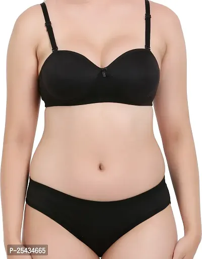 Stylish Cotton Black Bra And Panty Set For Women-thumb5