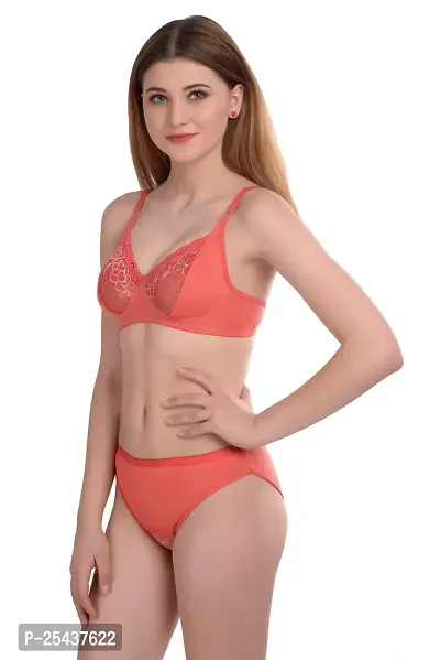 Stylish Cotton Pink Bra And Panty Set For Women-thumb2