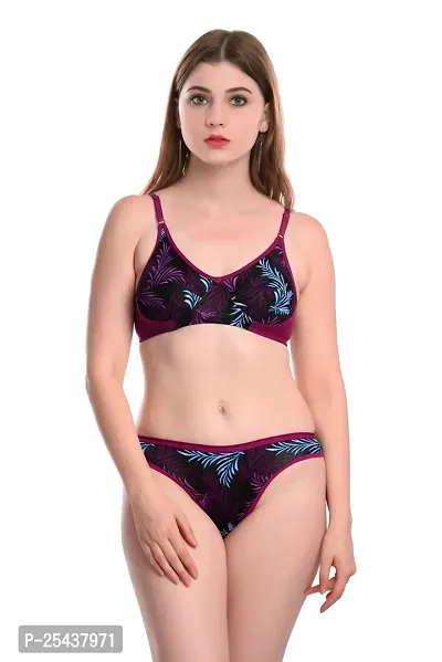 Stylish Cotton Maroon Bra And Panty Set For Women-thumb0