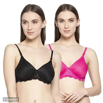 Stylish Multicoloured Cotton Solid Bras For Women Pack Of 2