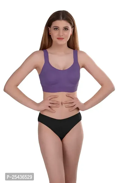 Stylish Cotton Purple Bra And Panty Set For Women-thumb0