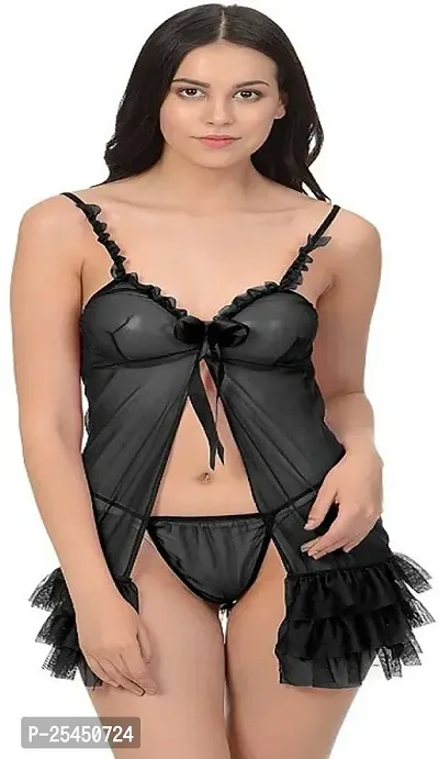 Stylish Black Net Bridal Baby Dolls For Women