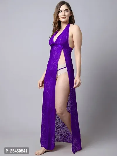 Stylish Purple Net Bridal Baby Dolls For Women-thumb3