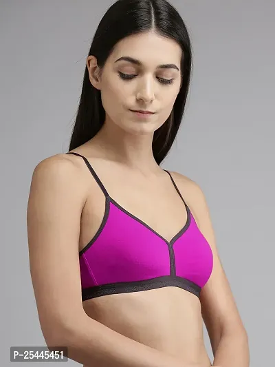 Stylish Pink Cotton Solid Bras For Women-thumb2