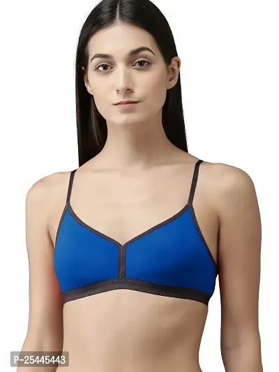 Stylish Blue Cotton Solid Bras For Women-thumb0