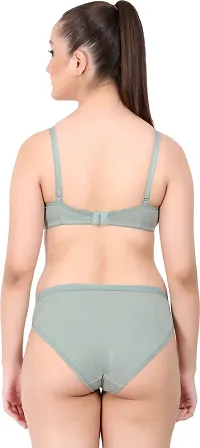 Stylish Cotton Green Bra And Panty Set For Women-thumb3