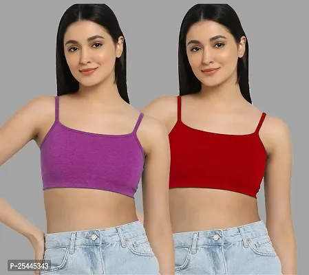 Stylish Multicoloured Cotton Solid Bras For Women Pack Of 2