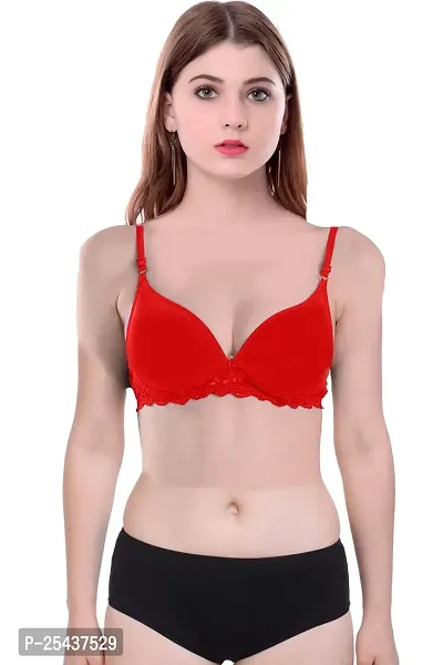 Stylish Cotton Red Bra And Panty Set For Women-thumb5