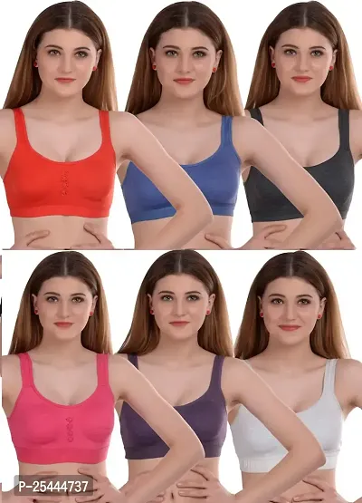 Stylish Multicoloured Cotton Solid Bras For Women Pack Of 6-thumb0