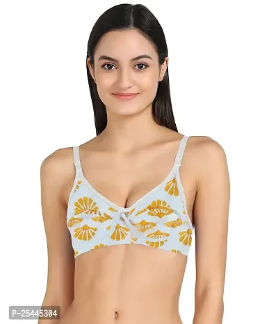 Stylish Yellow Cotton Printed Bras For Women-thumb0