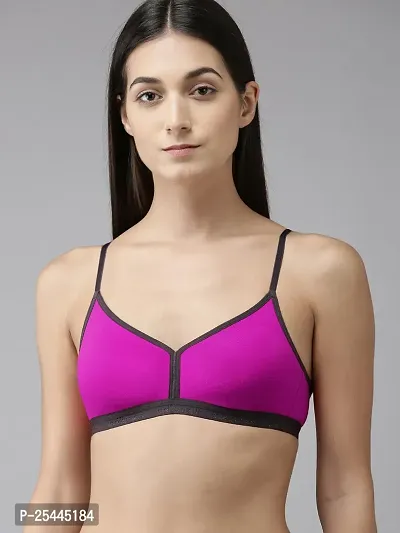 Stylish Pink Cotton Solid Bras For Women-thumb0