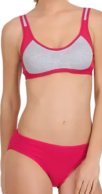 Stylish Cotton Pink Bra And Panty Set For Women-thumb4