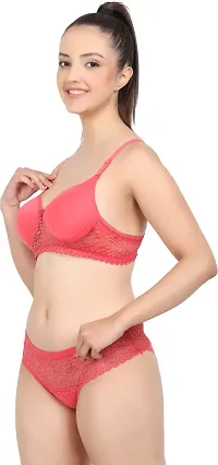 Stylish Cotton Red Bra And Panty Set For Women-thumb2