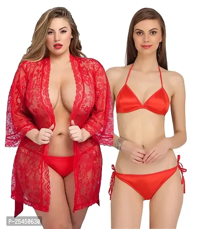 Stylish Red Net Bridal Baby Dolls For Women-thumb0