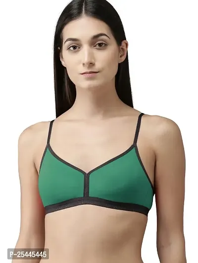 Stylish Green Cotton Solid Bras For Women-thumb0