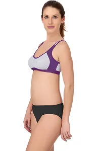 Stylish Cotton Purple Bra And Panty Set For Women-thumb2