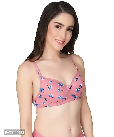 Stylish Pink Cotton Printed Bras For Women-thumb2