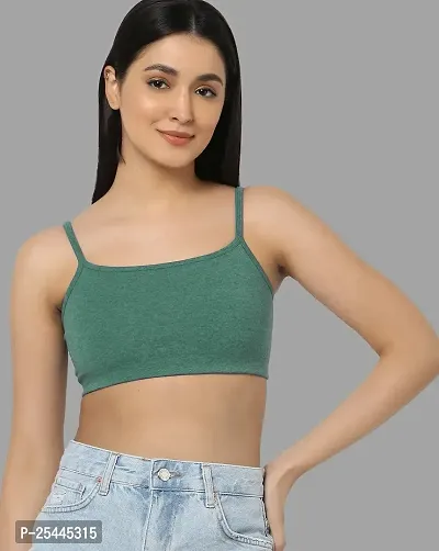 Stylish Green Cotton Solid Bras For Women-thumb0