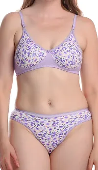 Stylish Cotton Purple Bra And Panty Set For Women-thumb4