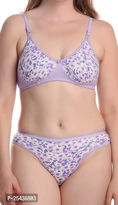 Stylish Cotton Purple Bra And Panty Set For Women-thumb5