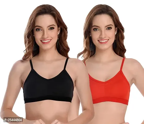 Stylish Multicoloured Cotton Solid Bras For Women Pack Of 2-thumb0