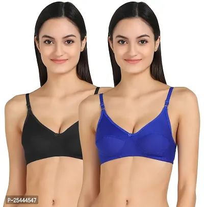 Stylish Multicoloured Cotton Solid Bras For Women Pack Of 2-thumb0