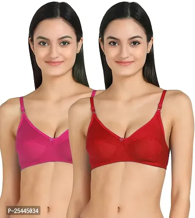 Stylish Multicoloured Cotton Solid Bras For Women Pack Of 2-thumb0