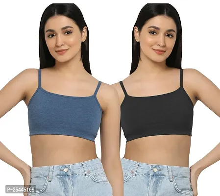 Stylish Multicoloured Cotton Solid Bras For Women Pack Of 2-thumb0