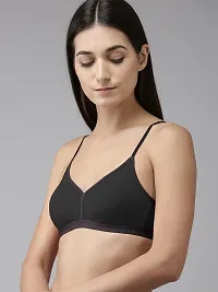 Stylish Black Cotton Solid Bras For Women-thumb2