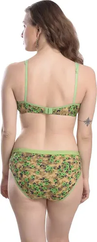 Stylish Cotton Green Bra And Panty Set For Women-thumb3