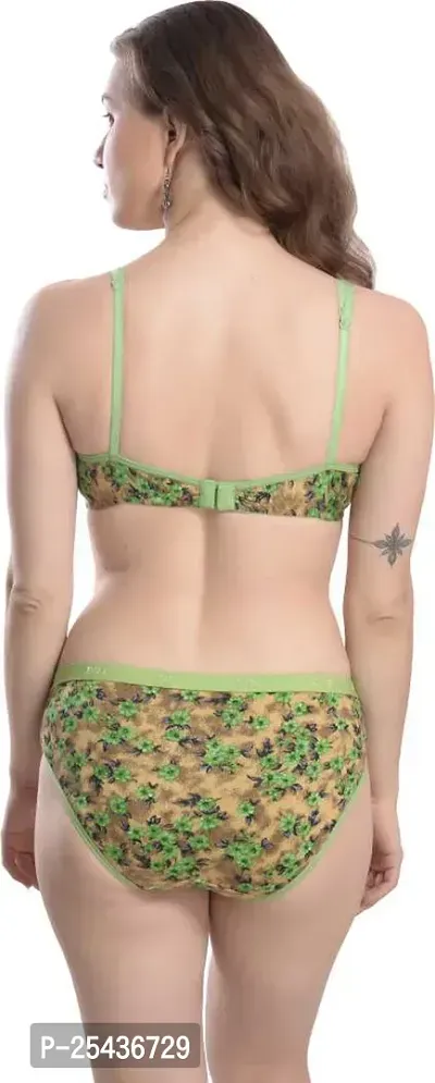 Stylish Cotton Green Bra And Panty Set For Women-thumb4