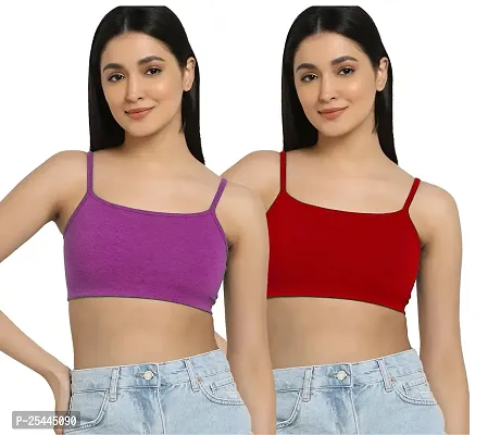 Stylish Multicoloured Cotton Solid Bras For Women Pack Of 2-thumb0