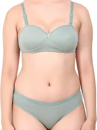 Stylish Cotton Green Bra And Panty Set For Women-thumb4