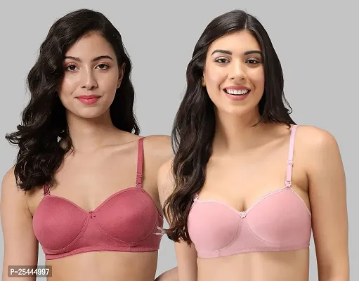 Stylish Multicoloured Cotton Solid Bras For Women Pack Of 2-thumb0