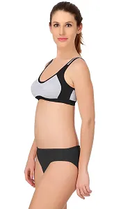 Stylish Cotton Black Bra And Panty Set For Women-thumb2