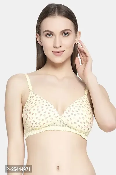 Stylish Yellow Cotton Printed Bras For Women-thumb0