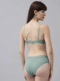 Stylish Cotton Green Bra And Panty Set For Women-thumb3