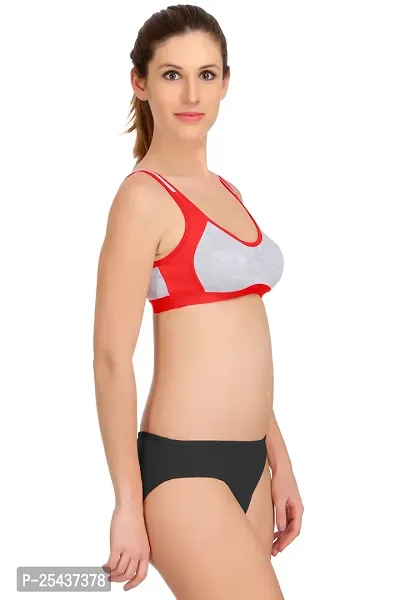 Stylish Cotton Red Bra And Panty Set For Women-thumb2