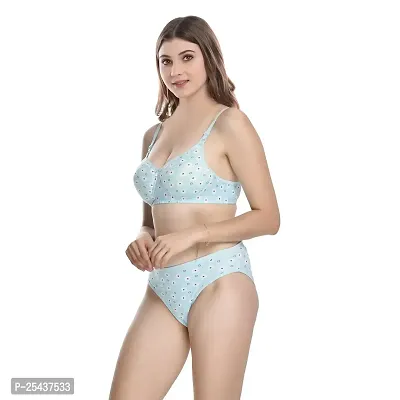 Stylish Cotton Blue Bra And Panty Set For Women-thumb3