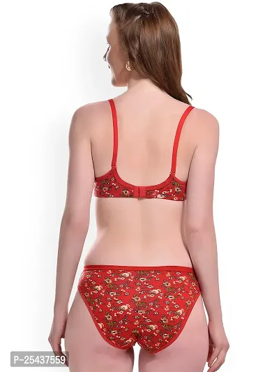 Stylish Cotton Red Bra And Panty Set For Women-thumb4