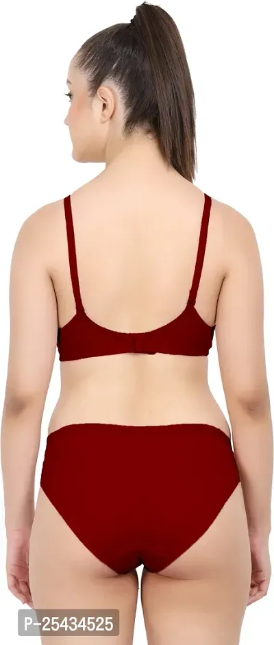 Stylish Cotton Maroon Bra And Panty Set For Women-thumb4