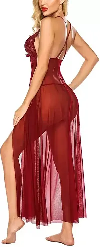 Stylish Maroon Net Bridal Baby Dolls For Women-thumb1