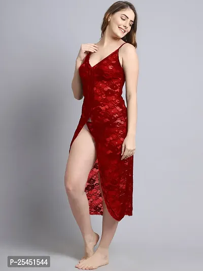 Stylish Red Net Bridal Baby Dolls For Women-thumb3