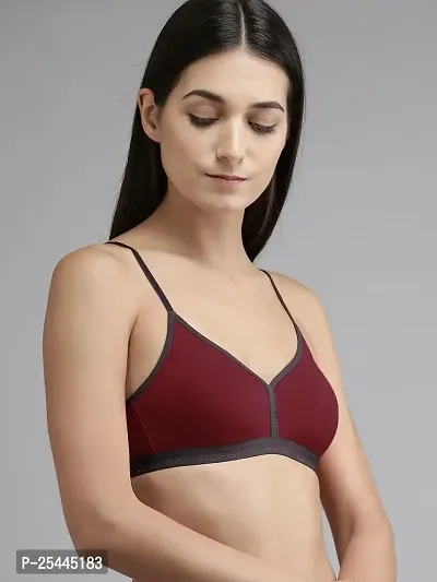 Stylish Maroon Cotton Solid Bras For Women-thumb2